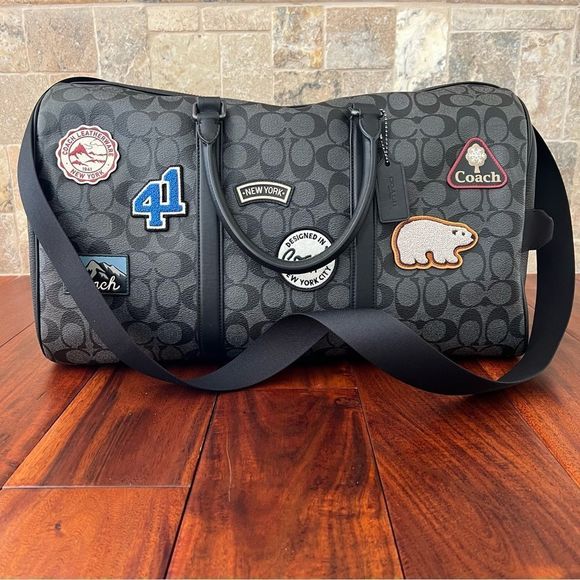NWT Coach Venturer Bag In Signature Canvas Ski Patches Travel Duffle Duffel - Picture 7 of 16